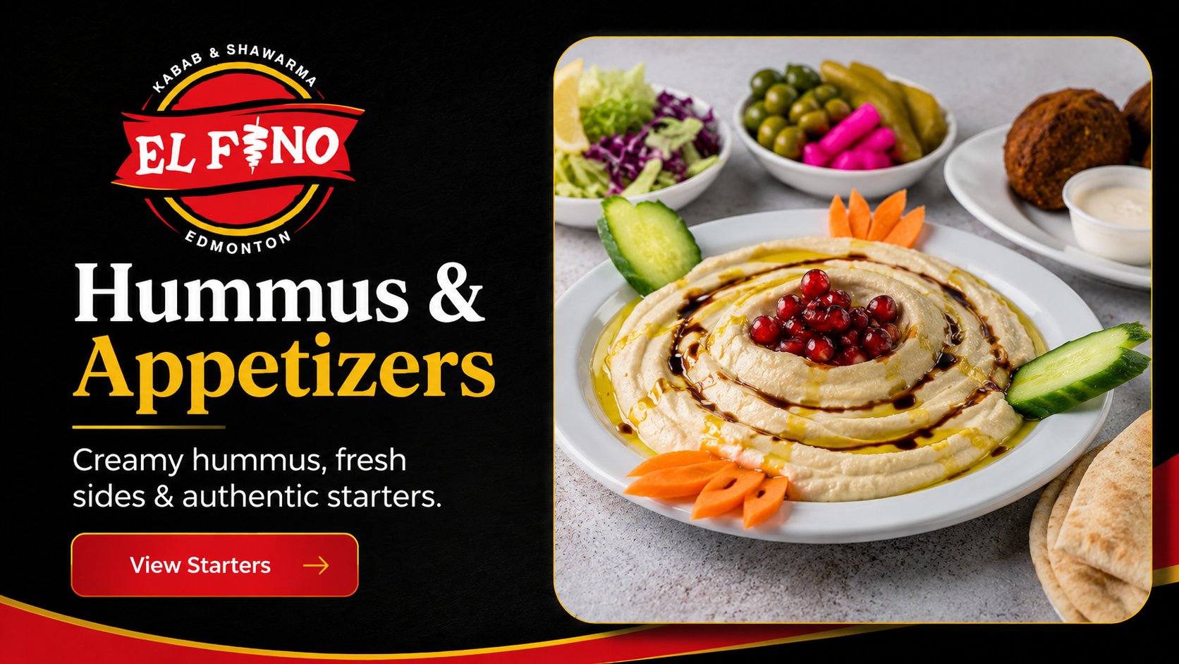 Hummus & Appetizers — creamy hummus, fresh sides & starters